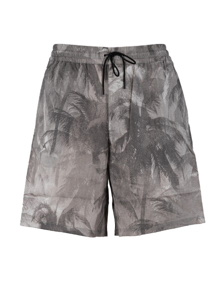 Shop EMPORIO ARMANI  Bermuda: Emporio Armani Bermuda shorts with drawstring in lyocell blend with all-over ASV print.
Elastic waist with drawstring.
Silk hand woven.
All-over print.
Hidden zip closure.
Side welt pockets.
Rear welt pockets.
Composition: 56% Lyocell 44% Cotton.
Made in China.. 3D1PE3 1NRDZ-F617